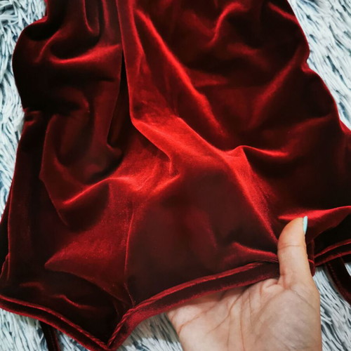 Velvet red long dress like new, elastic fit