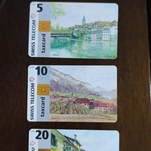 Swiss phone cards used, pack of 3