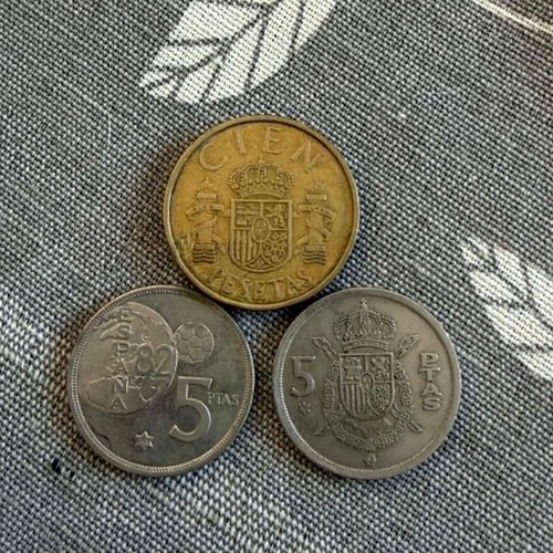 Set of 3 vintage Spanish coins Pesetas 1975-1982 Juan Carlos