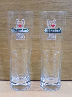 Heineken μπίρα Champions League Final Cardiff 2007 σετ 2 μεταχειριστικών διαφημιστικών ποτηριών 250ml