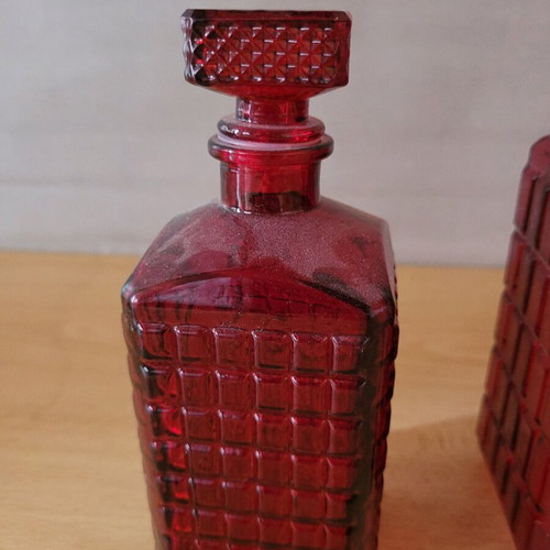 Decorative red glass pitchers and vases like new