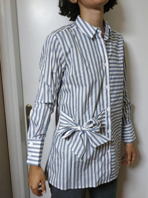 Long striped Mango shirt new, size S-M, white with blue