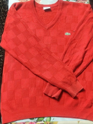 Lacoste vintage red knit v-neck sweater like new