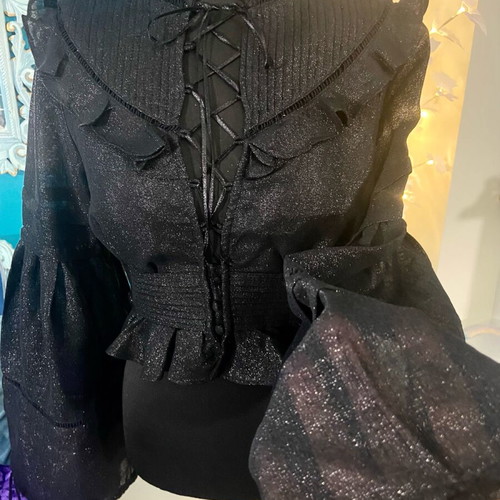 Starry Night Gothic Blouse new, size M, black with silver