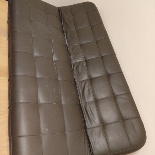 SATO-entos three-seater sofa bed used, reclining backrest, dark brown