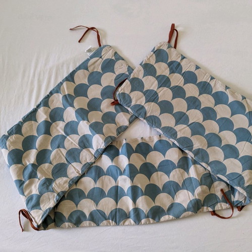 Nobodinoz 3 in 1 used storage basket, crib bumper and baby blanket
