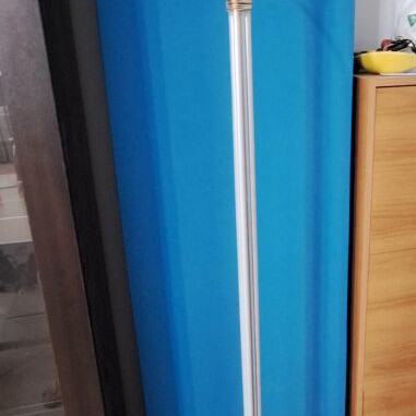 Metal Coat Stand floor model like new, gray with gold details