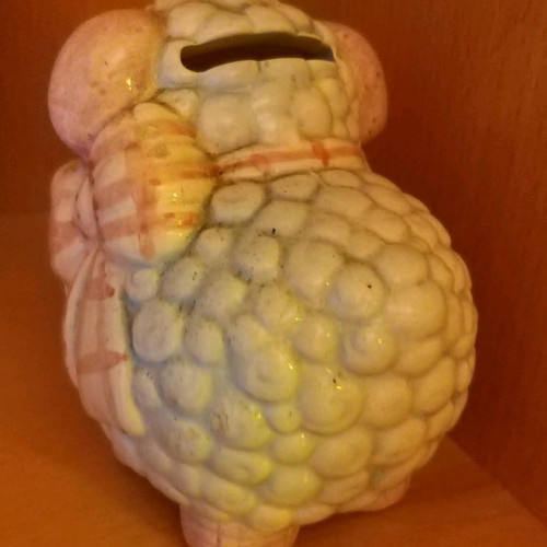 Piggy bank with sheep like new