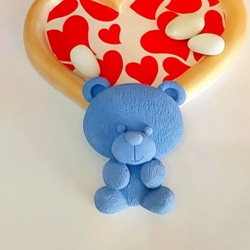 Handmade bomboniera with ceramic pink bear magnet new