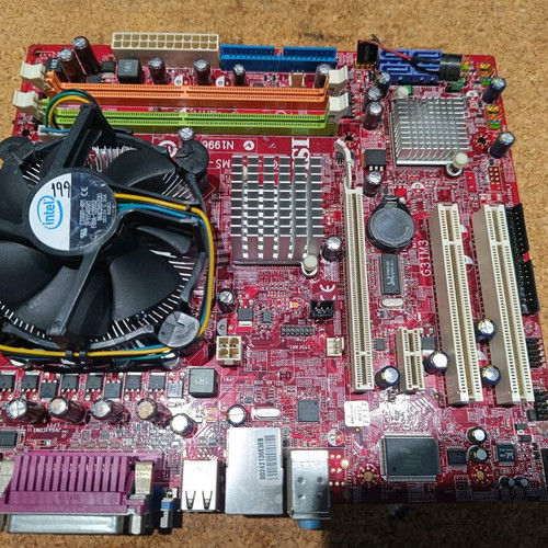 MSI G31M3-F motherboard used with Intel processor and heatsink