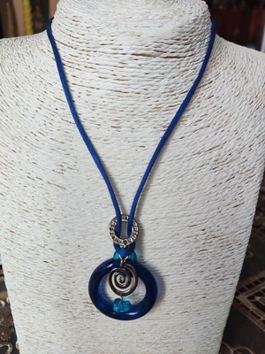 Antica Murrina Venezia Handmade Necklace Like New, Blue Murano Pendant