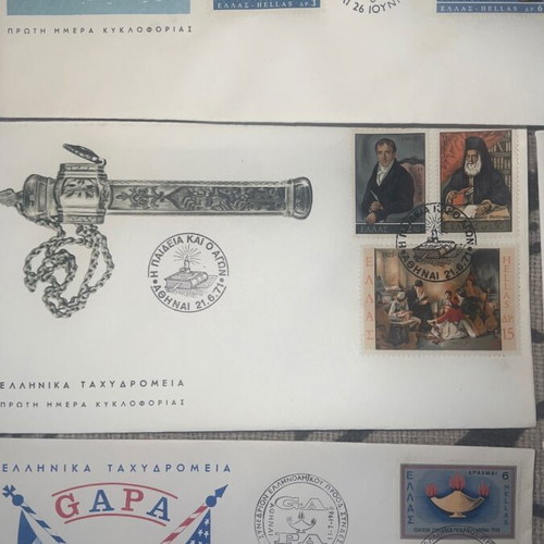 Olympic Greek Stamp Envelopes used, rare pack of 38 pieces