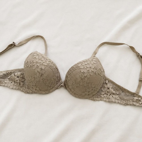 Bra with lace and padding new, beige H&M