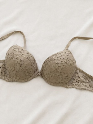Bra with lace and padding new, beige H&M