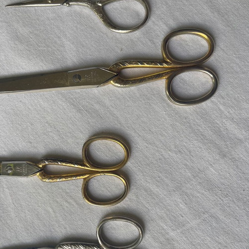 Zwilling J. A. Henckels antique scissors set of 4 in leather case used