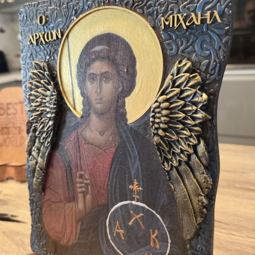 Icon Art Archangel Michael Handmade Religious Decoration