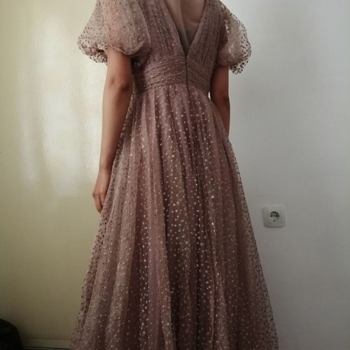Jaluzzz Abiye long luxury formal pink evening dress size L