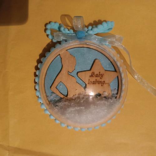Christmas ball baby loading like new, handmade wooden 10 cm