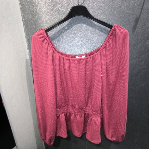 Peplum Top Lauren Conrad Bordeaux new with silver glitter