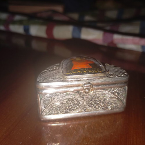 Retro decorative box used, Palekh miniature style