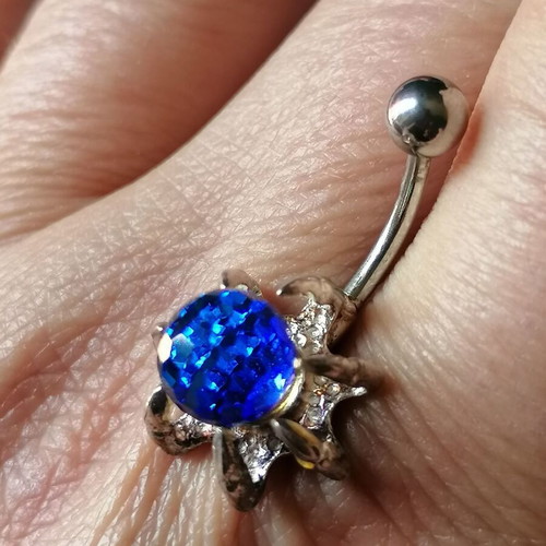 Dragon Claw Navel Piercing with Color-Changing Crystal, 925 Silver