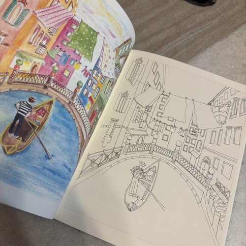 Anti-stress coloring book with watercolor