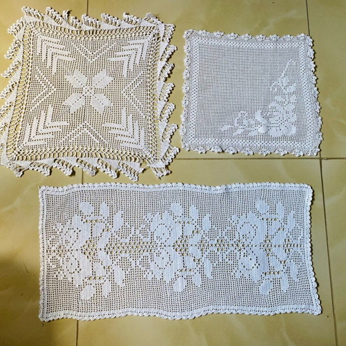 Handmade crochet cotton thread linens used