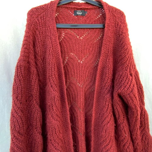 Wool cardigan used wine color size L brand Only with small hole