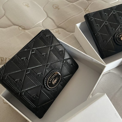 Lacoste Wallet new, black with embossed geometric design