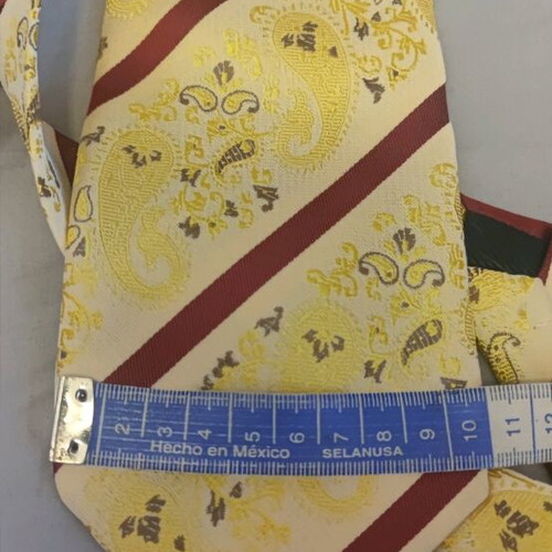 Silk tie new, bordeaux-gold with paisley pattern