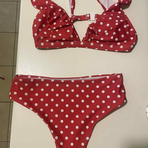 Red polka dot bikini new, size Medium