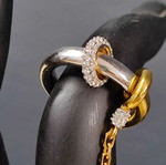 PHORIA Hookup Chain Ring δαχτυλίδι μεταχειρισμένο, ασημένιο επιχρυσωμένο με λευκό τοπάζι