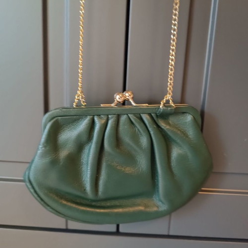 Small cross body wallet bag used, dark green