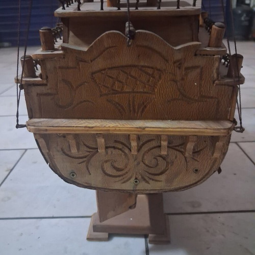 Handmade sailing ship used, 1.20m length, 1m height, collectible