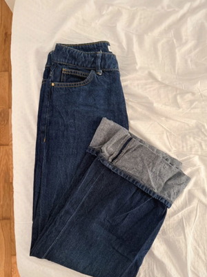 Pink Woman high-waist jean culotte, dark blue