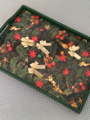 Christmas wooden serving tray used