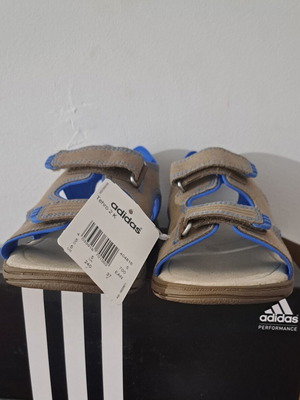 Adidas leather kids sandals new, beige and blue, size 37
