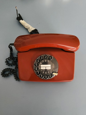 Vintage German FeAp 791-1 Rotary Dial Telephone used, red