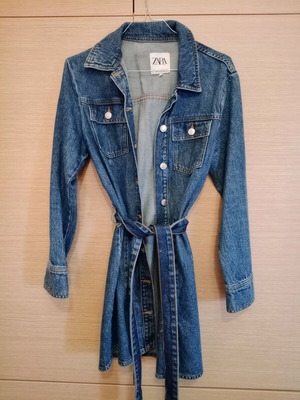 Long denim jacket Zara like new, blue, size S