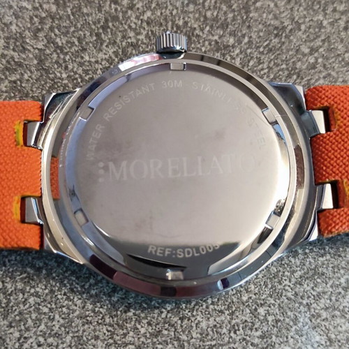 Morellato sport watch stainless steel silver/orange dial new