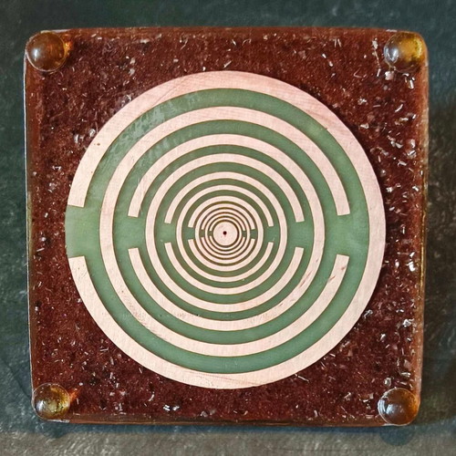 Orgonite medium pyramid ALU-COPPER with gold-plated MWO antenna