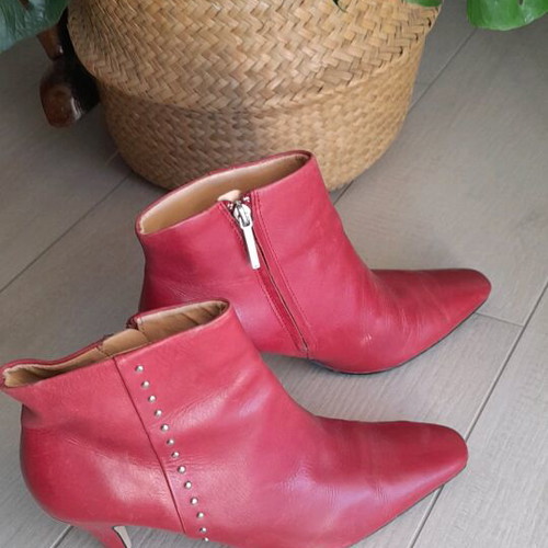 Zara leather ankle boots used, size 38, burgundy