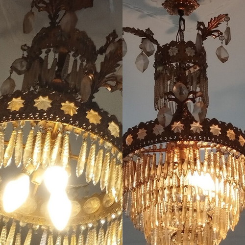 Classic crystal chandelier set of 2 pieces used