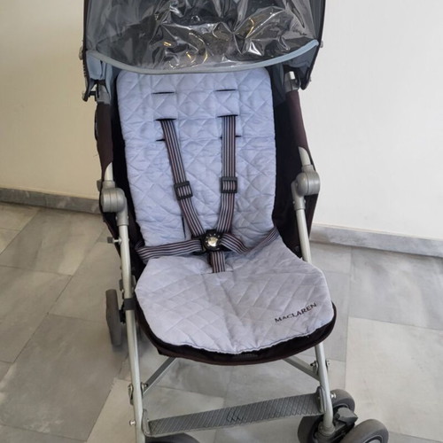 Maclaren baby stroller like new, brown-blue with waterproof hood