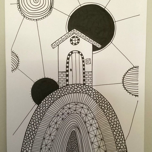 House n17 sketch new, handmade on Bristol paper 35x23.6cm