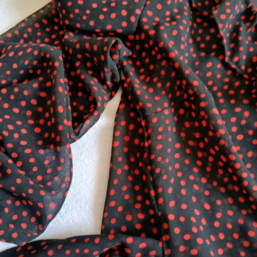Polka Dot Blouse Black Red S like new, semi-transparent