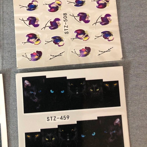 Water Nail Stickers and 3D Stickers Set of 4 New Full Nail