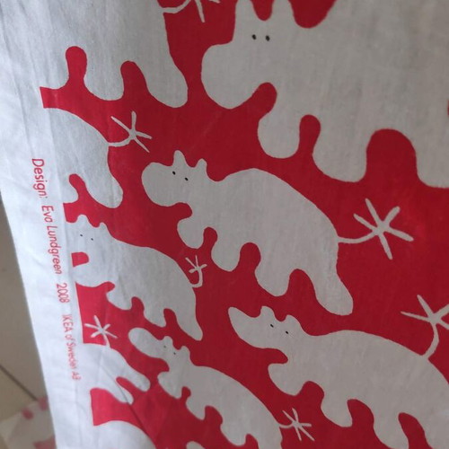 IKEA Red Hippo fabric new, cotton, 120x300cm, Eva Lundgreen 2008