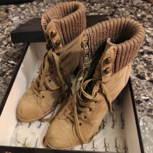 Pepe Jeans high-heeled ankle boots like new, brown, size 39