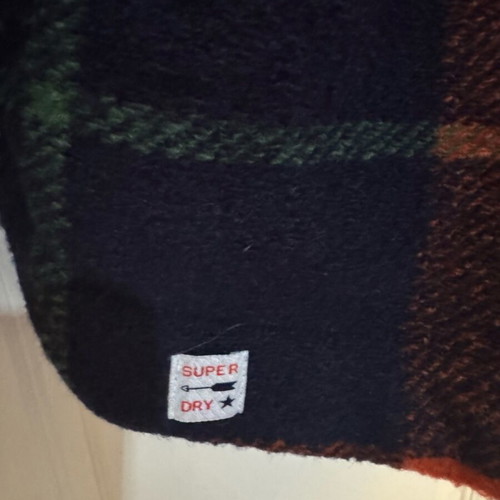 Superdry checked coat like new with fur collar, size S